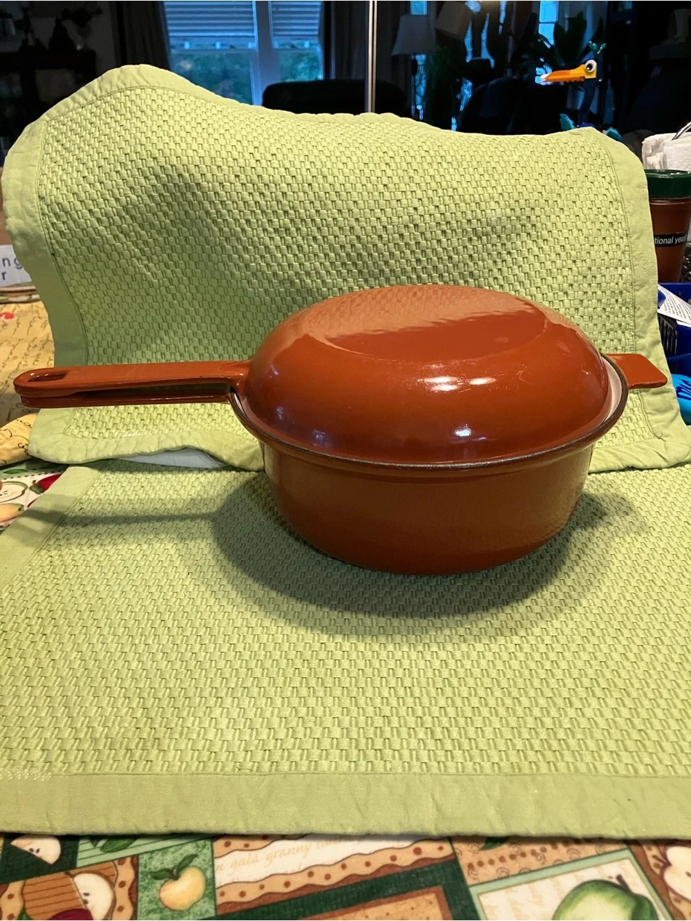 vintage Cousances/ Le Creuset #22 enamel cast iron pan set of 2